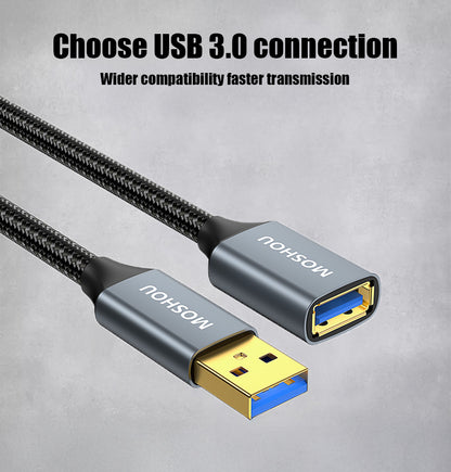 Durable woven USB 3.0 extension cable construction