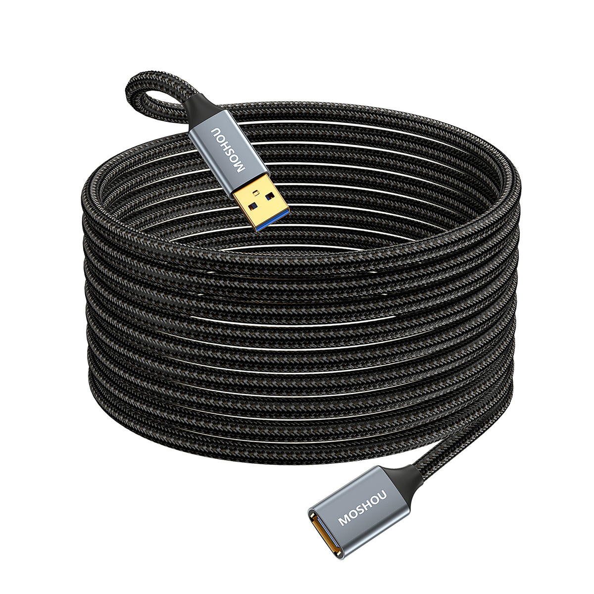 Long braided USB 3.0 male to female extension cable