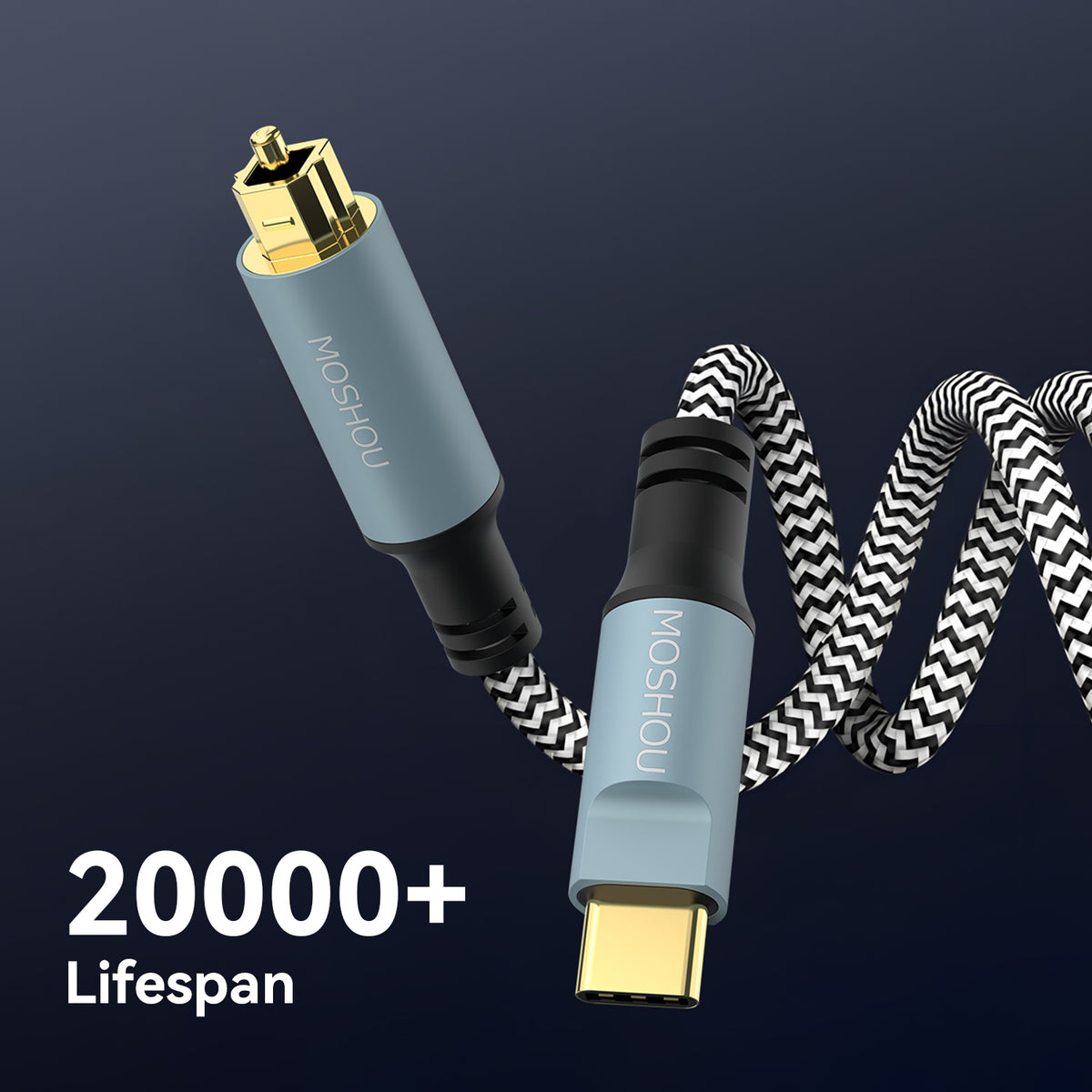 MOSHOU USB-C optical audio cable tested for over 20000 bends