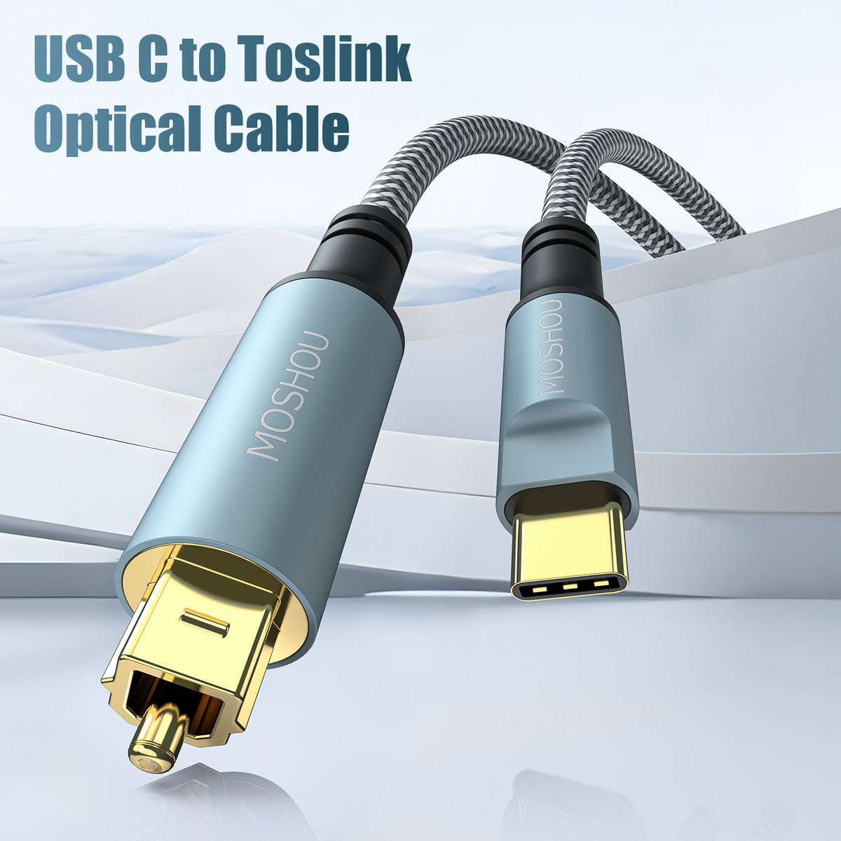 USB-C to Toslink optical audio cable with aluminum alloy housing
