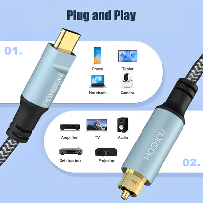 Plug and play USB-C to Toslink connection compatibility