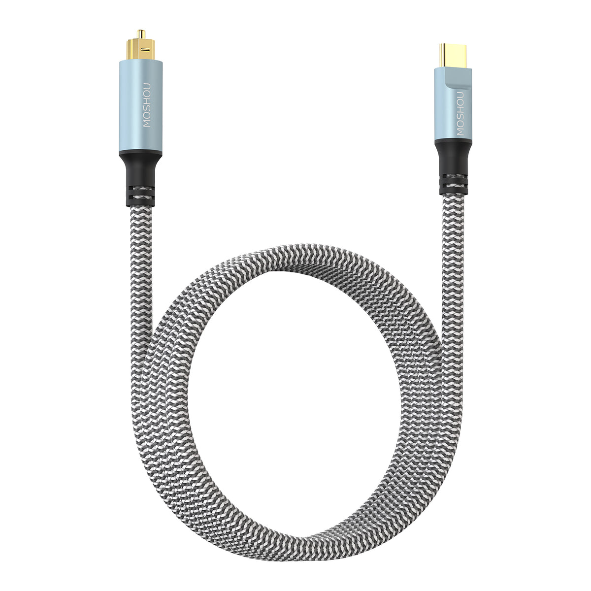 MOSHOU USB-C to Toslink optical audio cable full length view