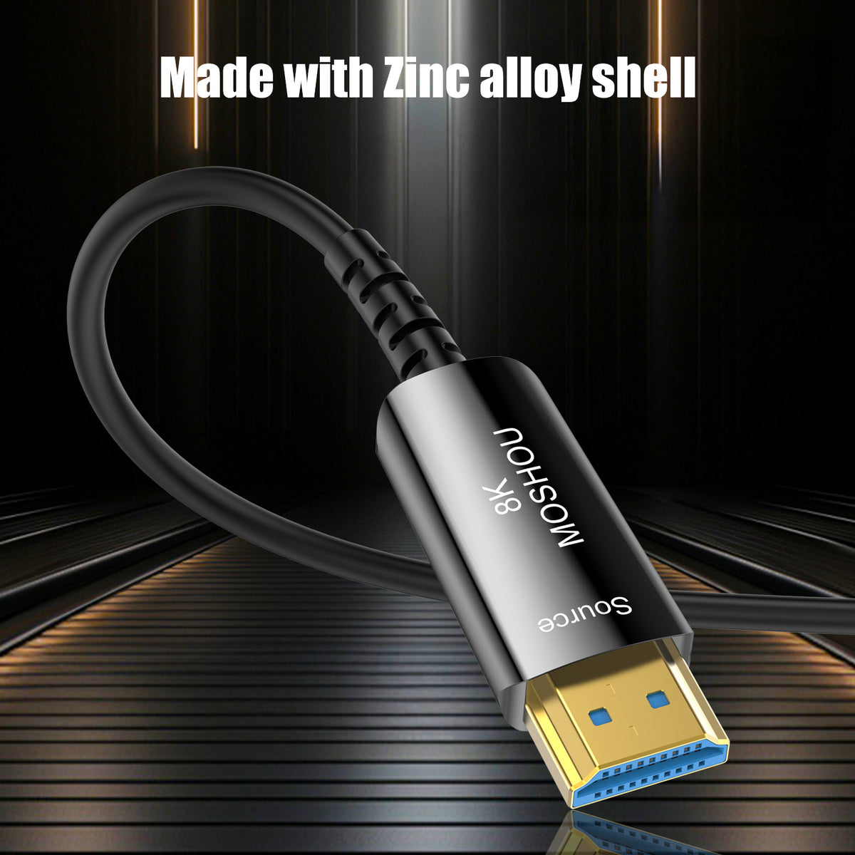 Flexible MOSHOU optical HDMI cable with zinc alloy shell